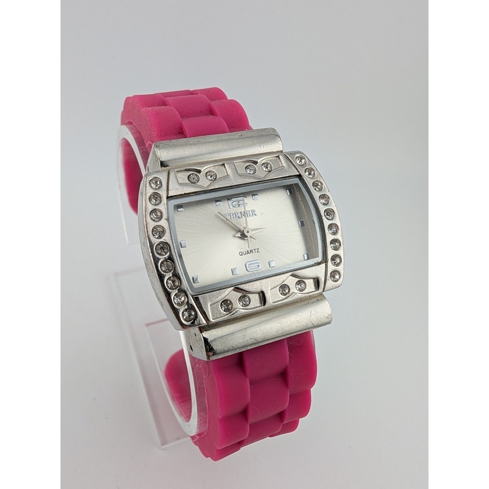 Bijoux Terner Watch‎ Women 32mm Silver Case Silicone Bangle Band- New Battery